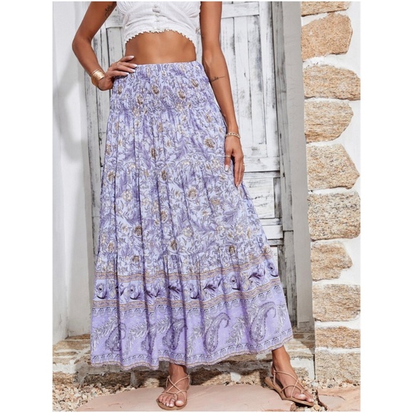 Boho Paisley Print Cottagecore Maxi Skirt - Picture 9 of 10